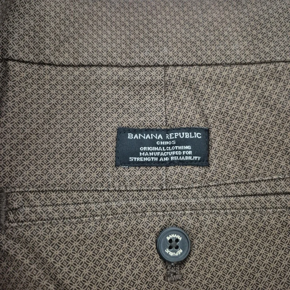 Banana Republic Mason  Chino Print Pants Mens 35x34  Brown Straight Leg‎ NEW